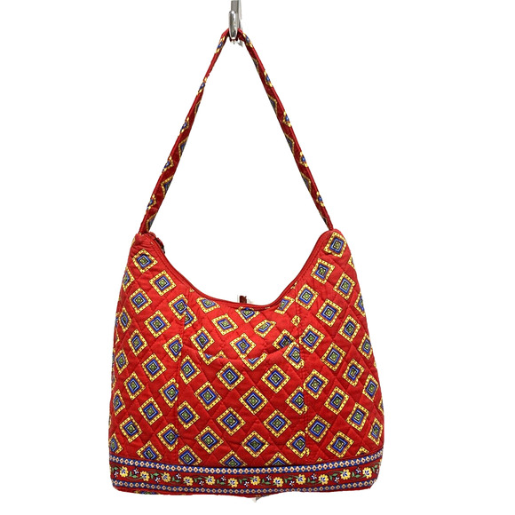 Vera Bradley Villa Red 2014 shoulderbag purse medium zipper top quilted cotton - Picture 1 of 10